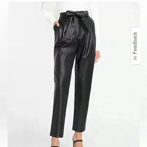 Express faux leather ankle belted trousers